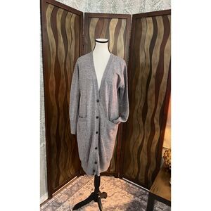 Gap gray wool blend long cardigan with button closure. Size L.